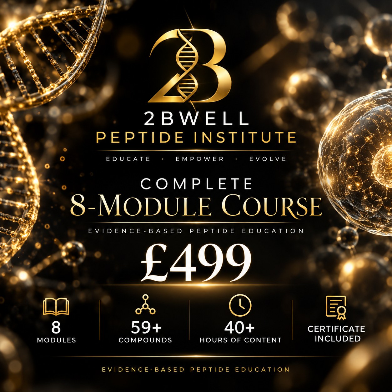 2BWell Peptide Institute complete 8-module course cover, £499